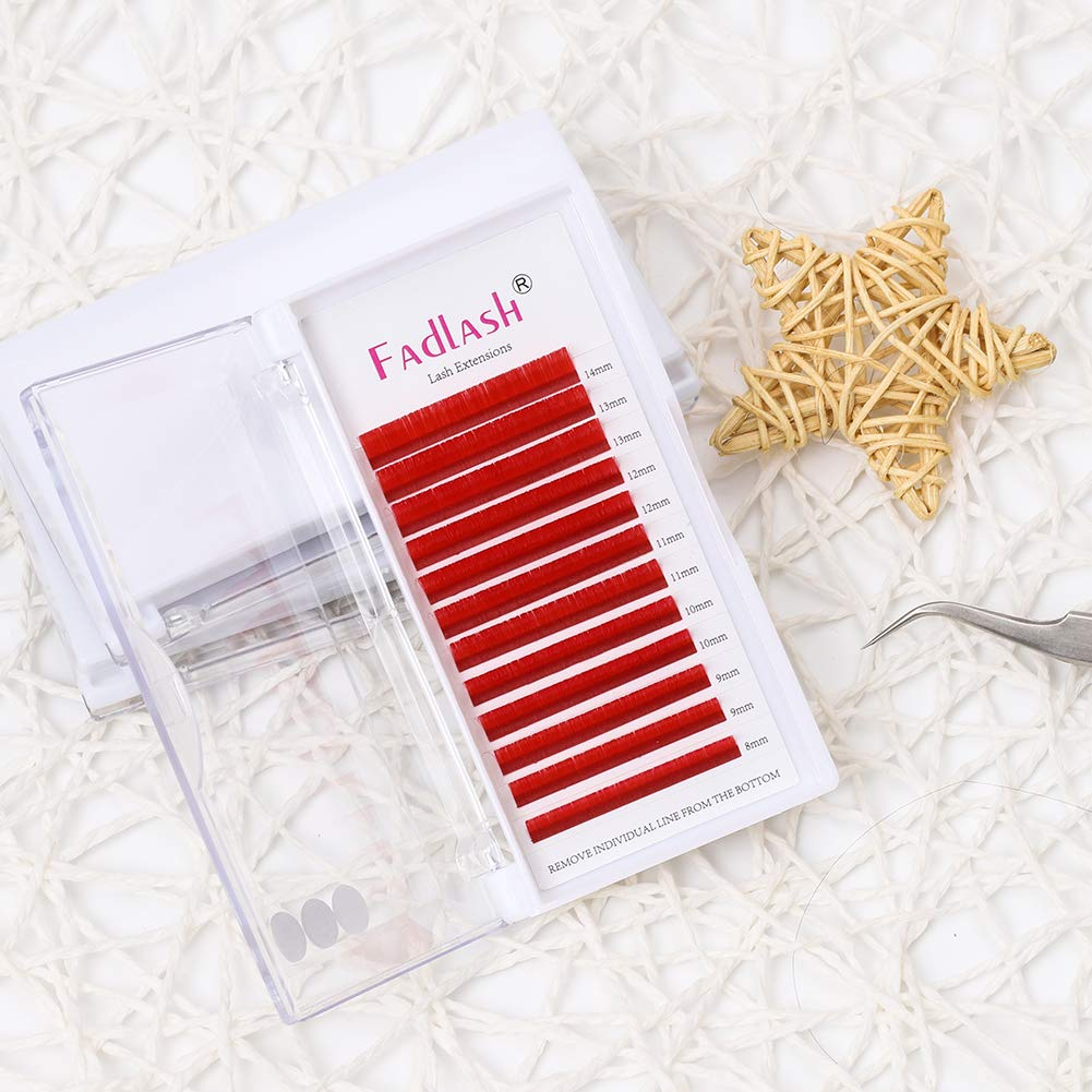 Fadlash red lash extensions tray displayed with a star, perfect for holiday and festival looks