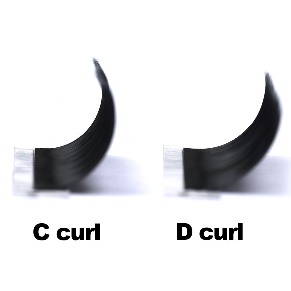 Eyelash Extension Curl Chart comparison between C Curl and D Curl