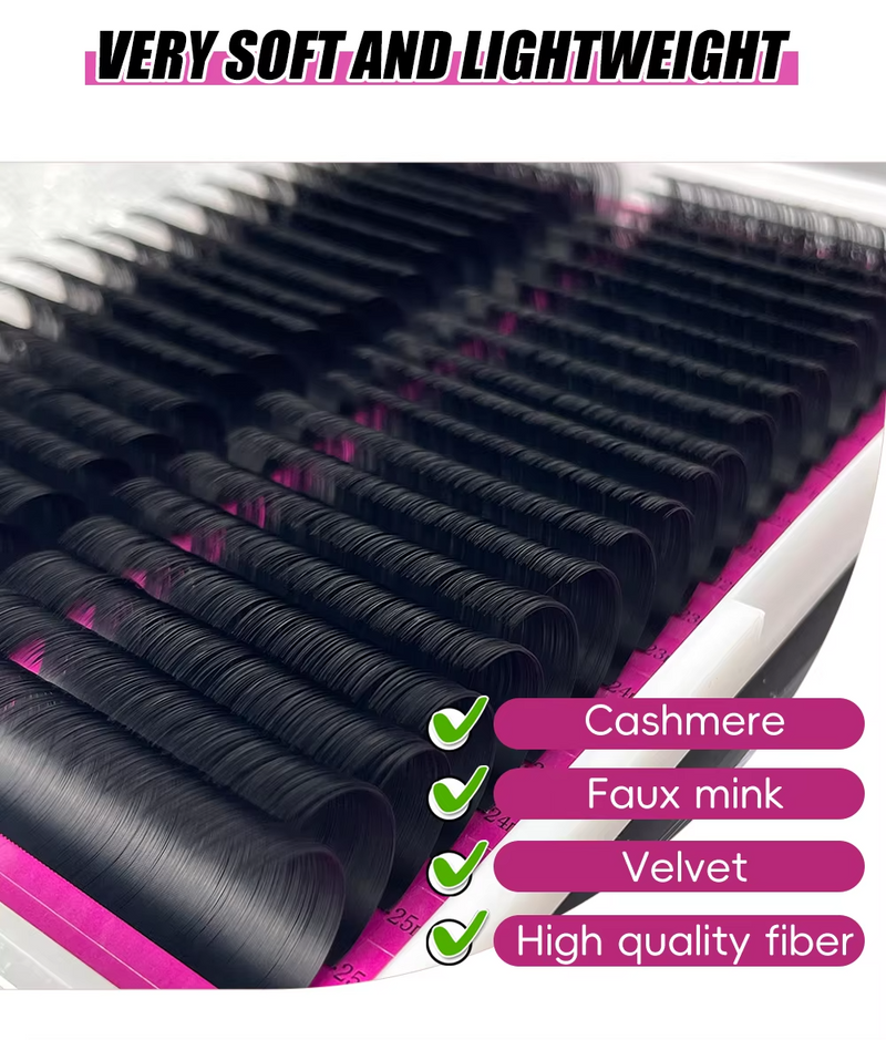Wholesale lash extension trays - premium PBT fiber, multiple curl options