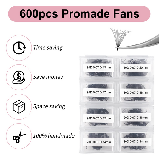 600 20D Premade Loose Fan Lashes for Mega Volume Eyelash Extensions
