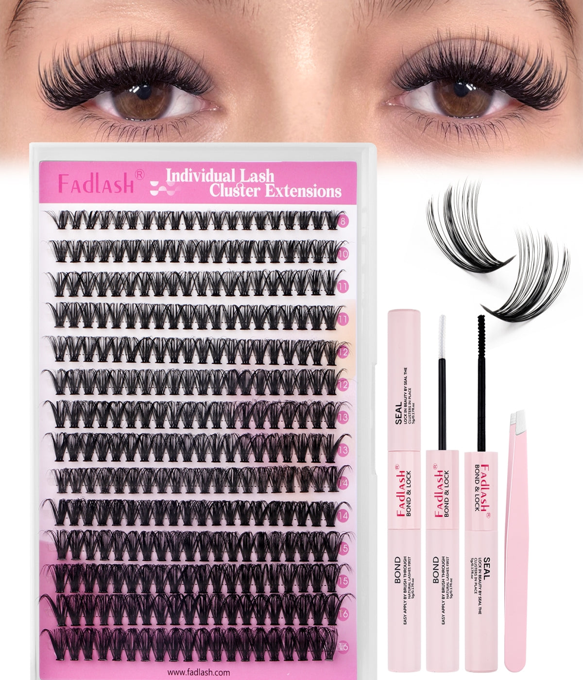 At-Home DIY Lash Extension Kit 40D Fluffy Clusters