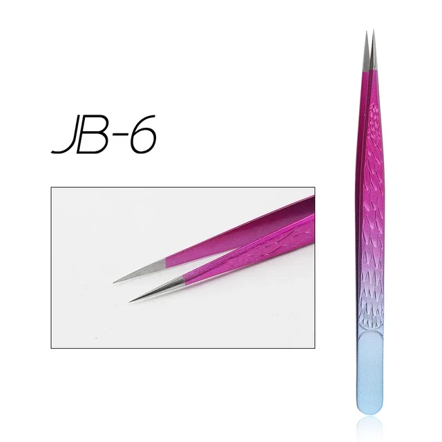 Pink Ombre Eyelash Extension Tweezers Set – 6 Shapes