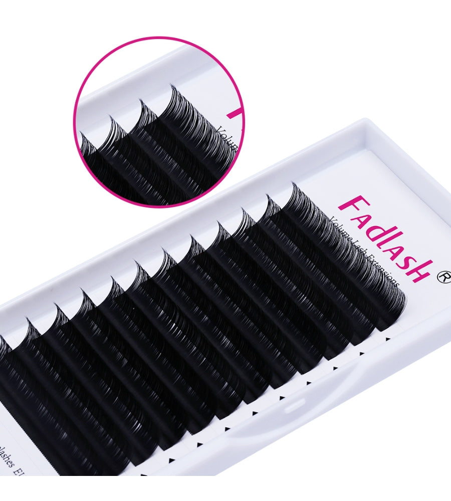Neatly arranged dense lash strips for professional salon use, no kink
