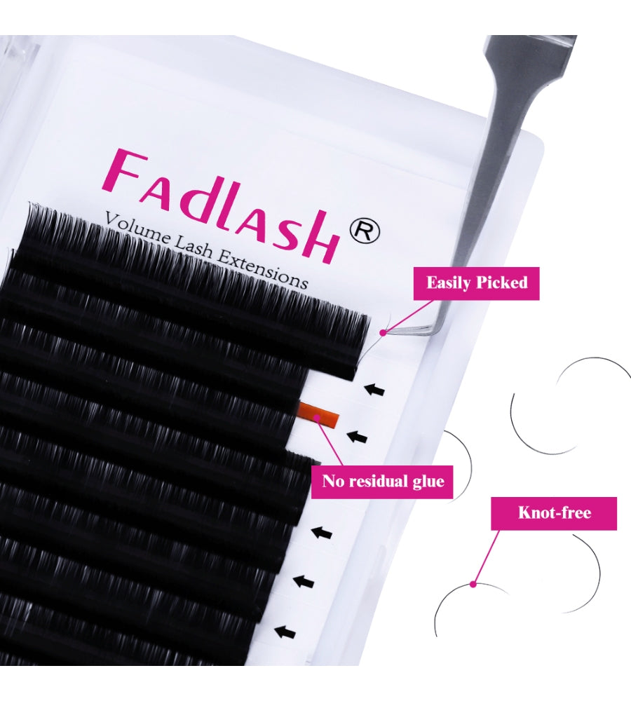 0.07mm D Curl high density volume lashes, 16 rows mixed length tray