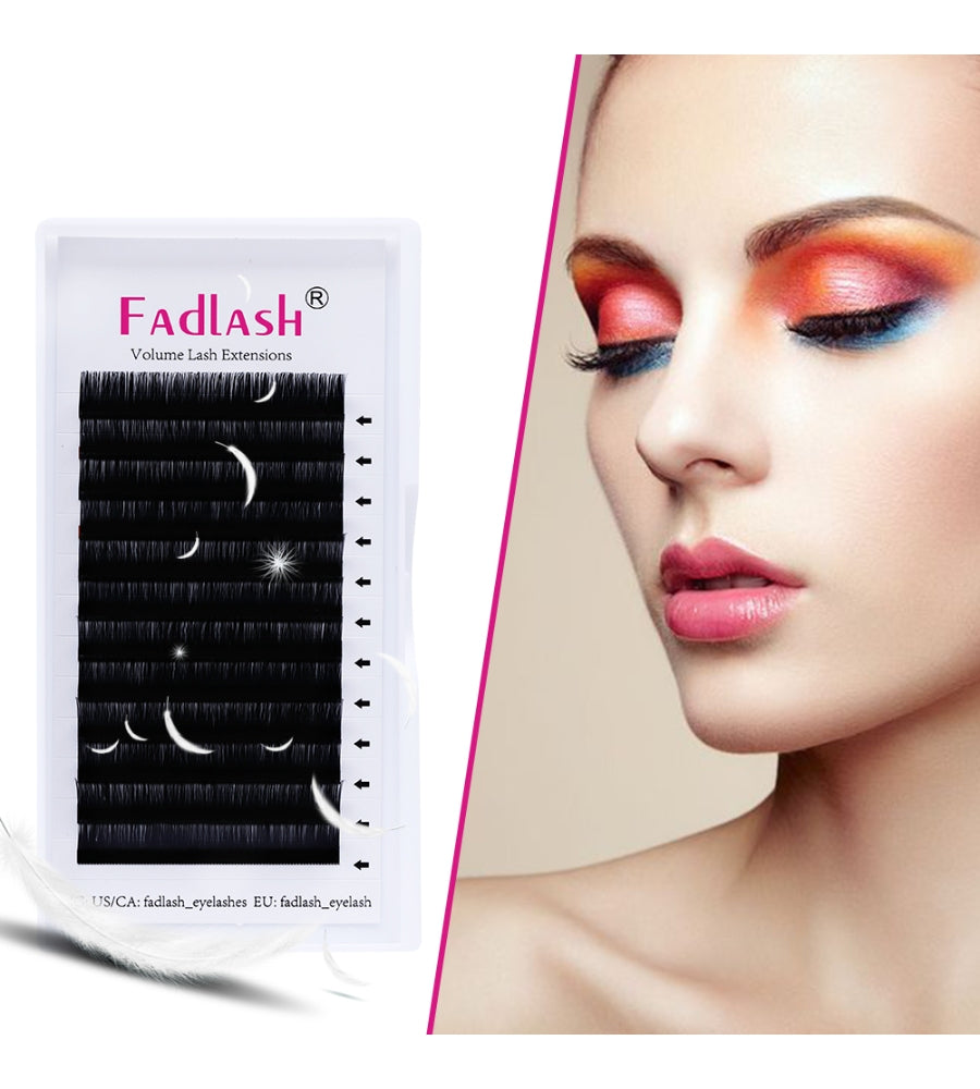 Model wearing mega volume eyelash extensions, dramatic and dense look