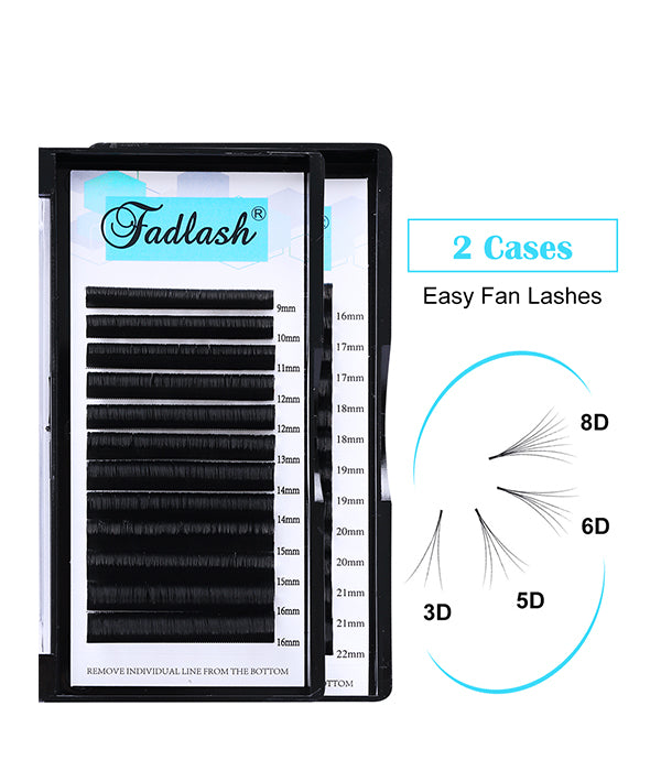 Two Trays Mix Length Easy Fanning Lashes - Fadlash