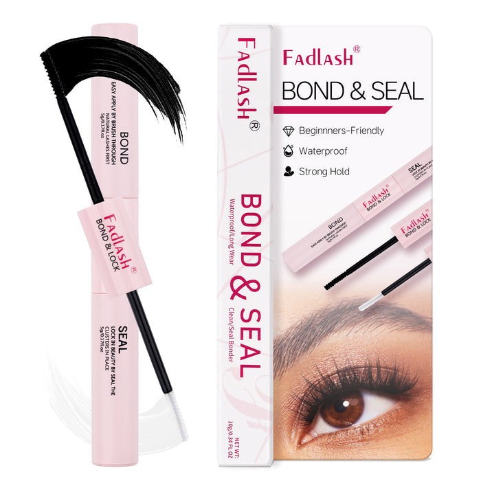 Fadlash dual-ended Bond and Seal lash glue for DIY cluster lashes with mascara wands.
