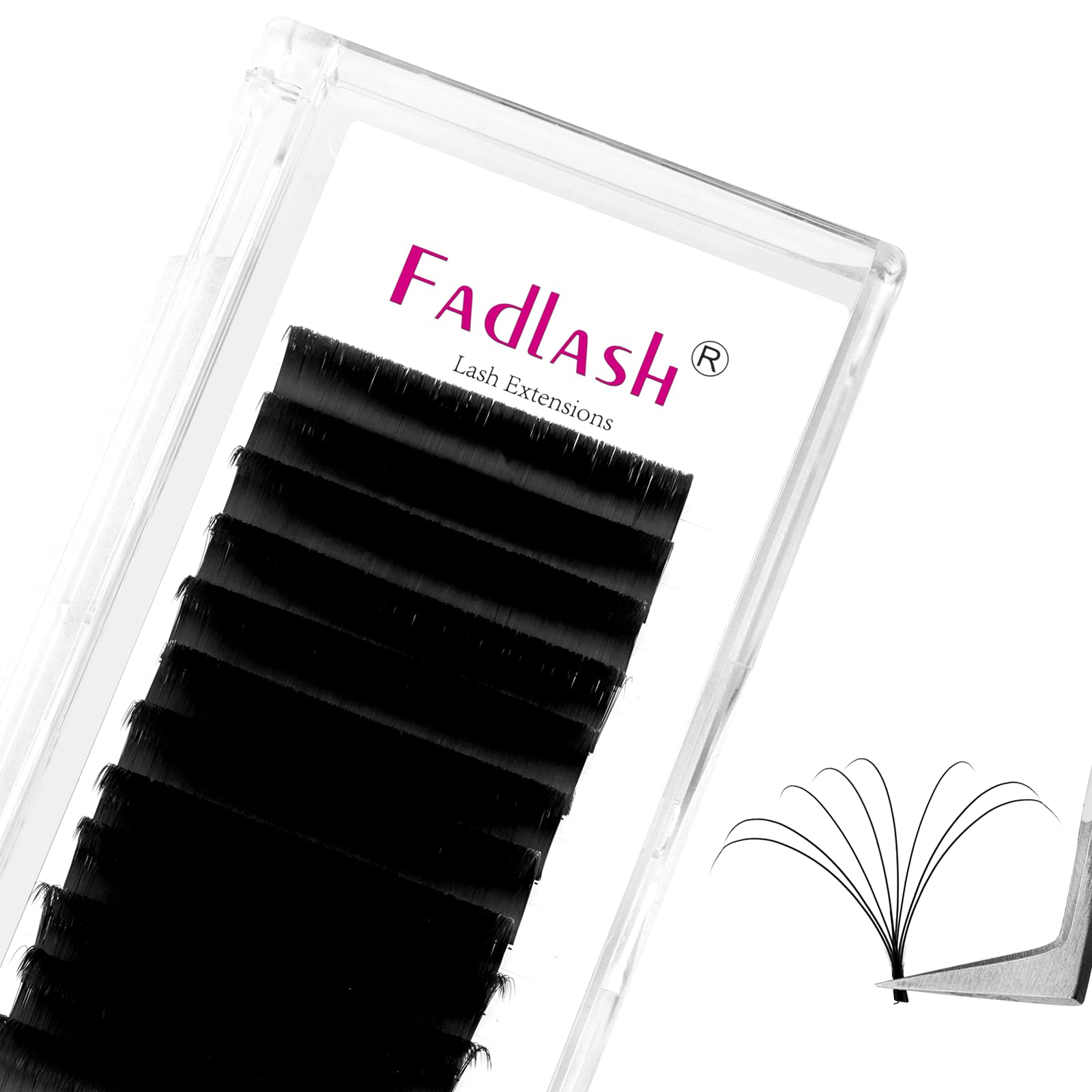 Matte black auto blooming eyelash extension tray by Fadlash