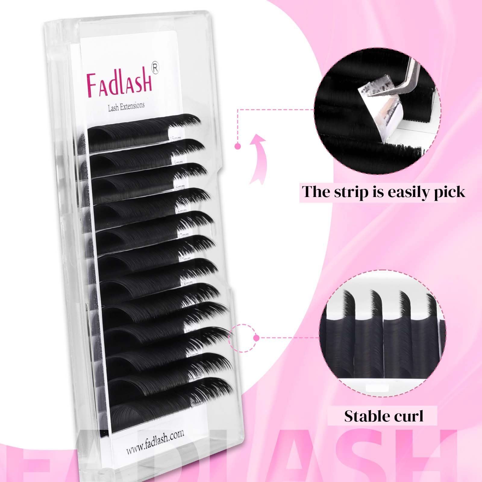 Demonstration of tweezers easily picking up self fanning lashes without falling apart