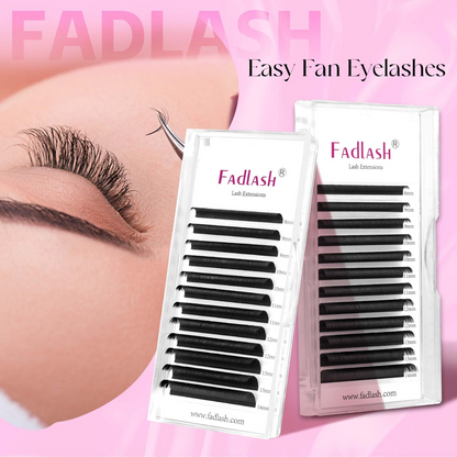 Professional lash application using Fadlash fast fanning volume eyelashes