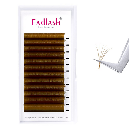 caramel brown handmade volume eyelash extensions tray