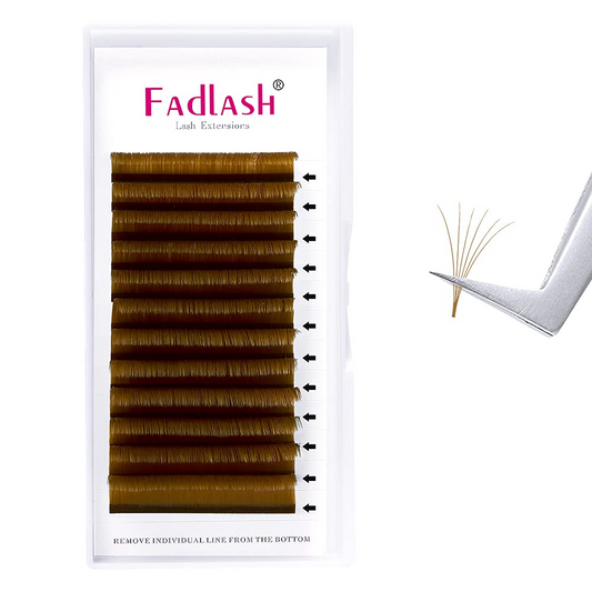 caramel brown handmade volume eyelash extensions tray
