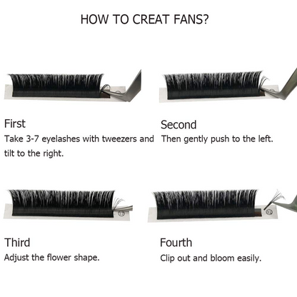 Step-by-step instructional guide on how to create perfect volume lash fans