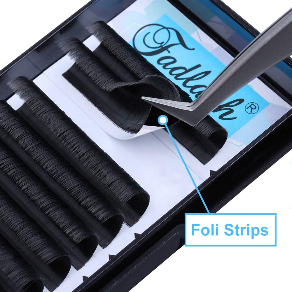 Tweezers easily peeling off Fadlash foil back lash strips without leaving residue