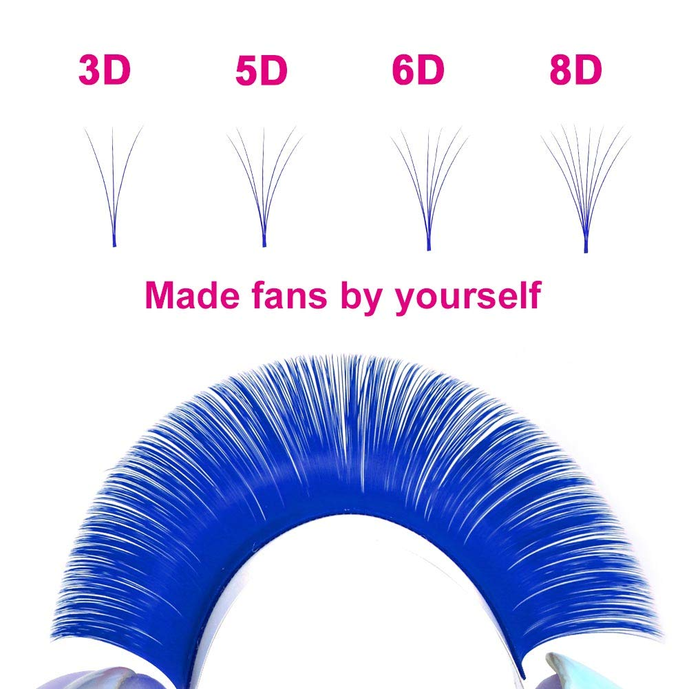 Examples of 3D to 8D volume fans made easily with blue easy fan lashes
