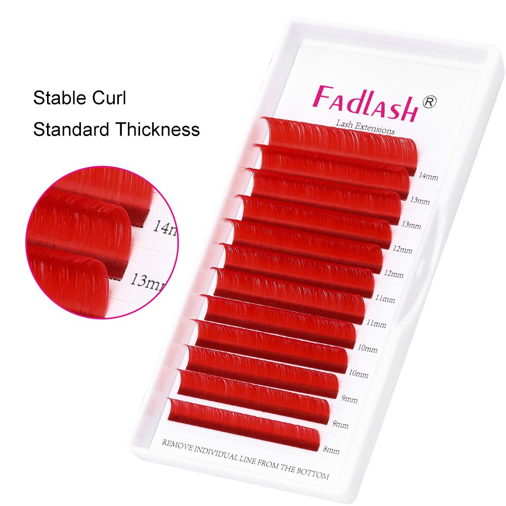 Close up showing the stable curl and premium thickness of Fadlash red volume lashes