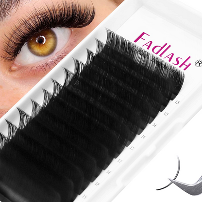 Eyelash trays for voluminous eyelash extension sets.