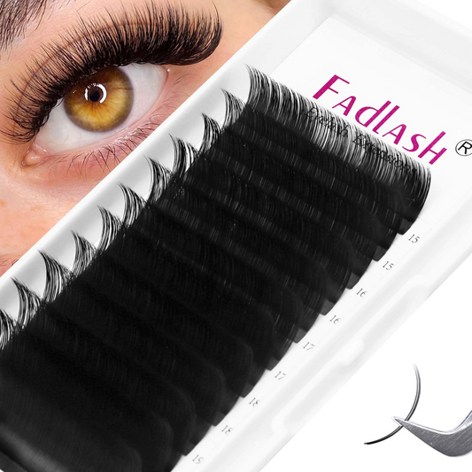 Eyelash trays for voluminous eyelash extension sets.