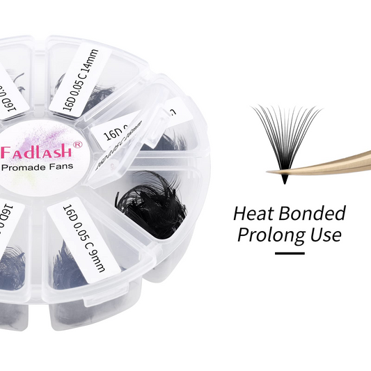 1000pcs 0.05mm C Curl 16D Promade Volume Fans (Mix 9-16mm)