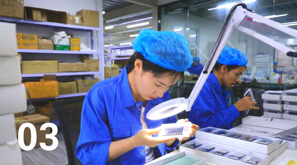 Lash tray quality inspection at Fadlash manufacturing facility