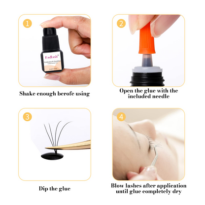Steps for using fadlash lash extension adhesive