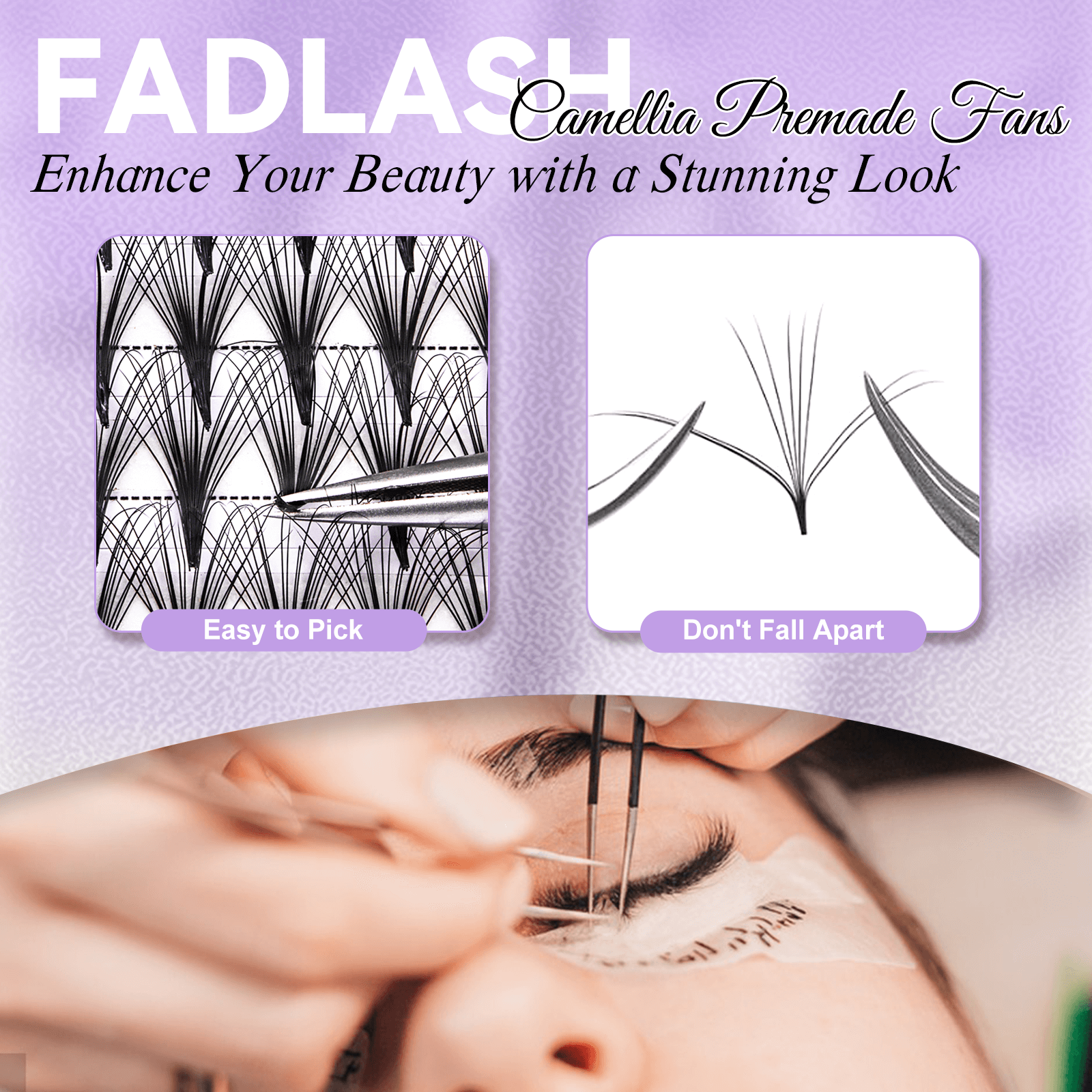 Comparison showing Fadlash Camellia fans are easy to pick and do not fall apart