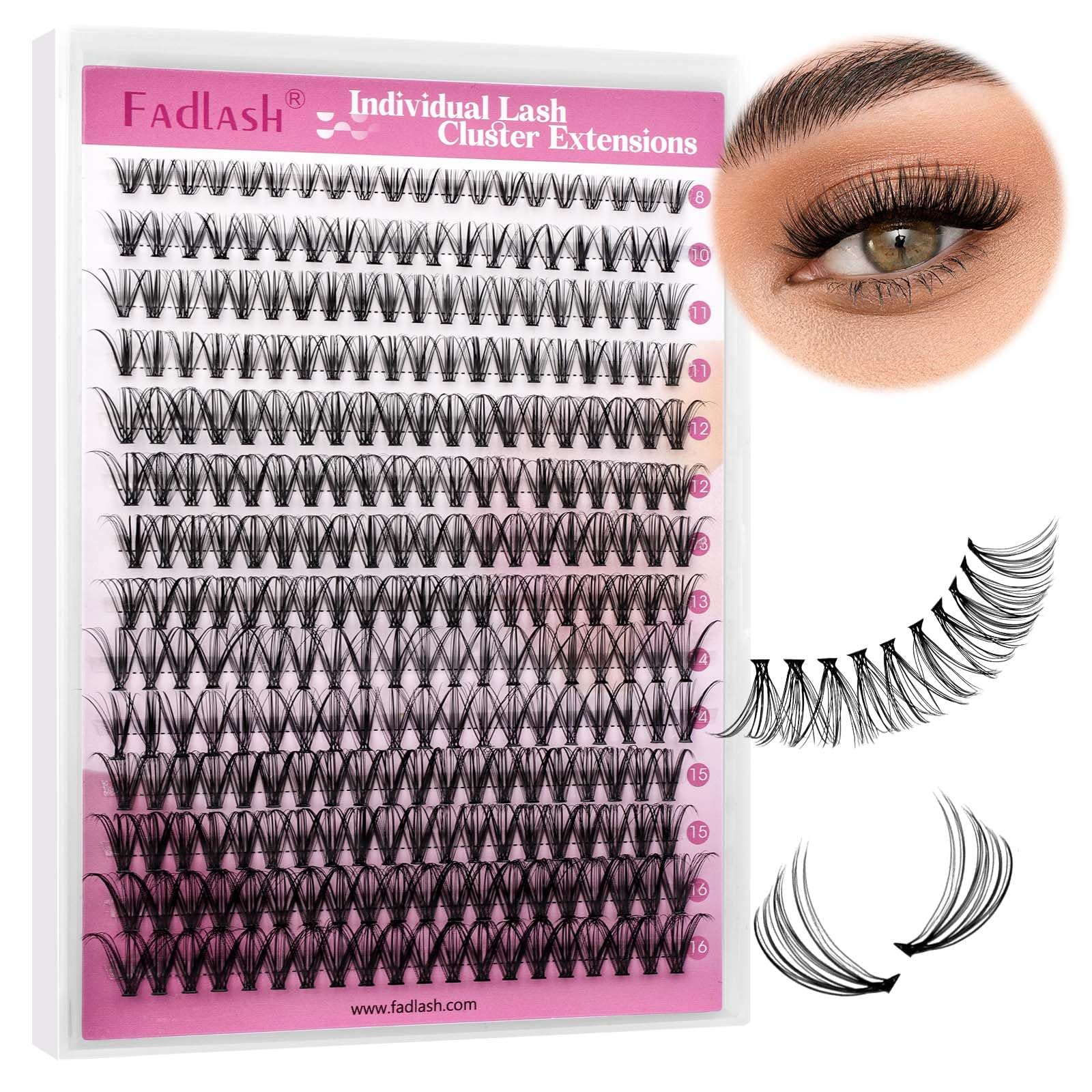 Mixed length lash clusters 8-16mm and 15-20mm