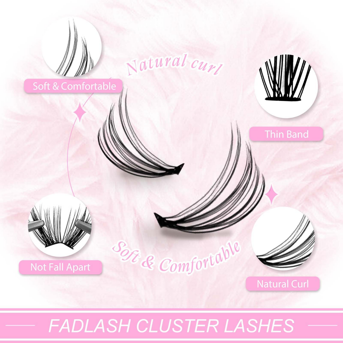 20D D Curl individual lash clusters 14 rows mixed length tray