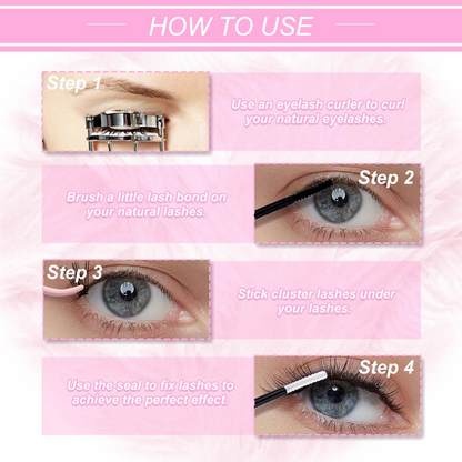 D Curl cluster lashes 14 rows for DIY lash mapping