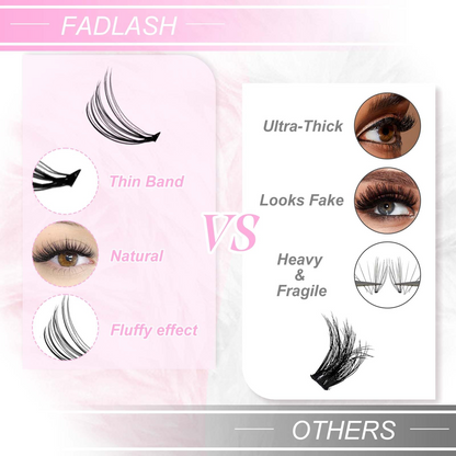 FADLASH individual lash cluster extensions 20D D Curl