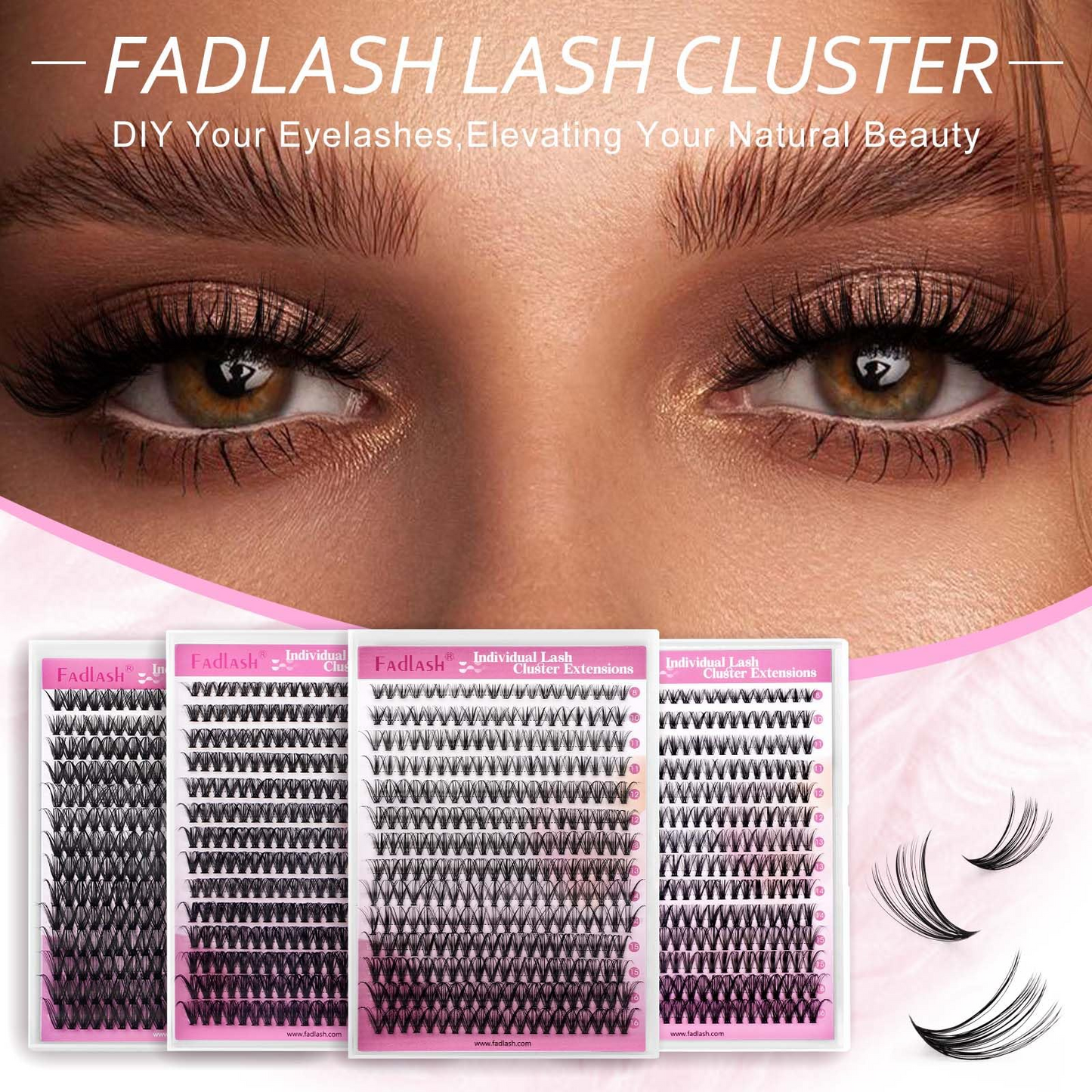 Soft 20D D Curl lash clusters for wispy volume styles