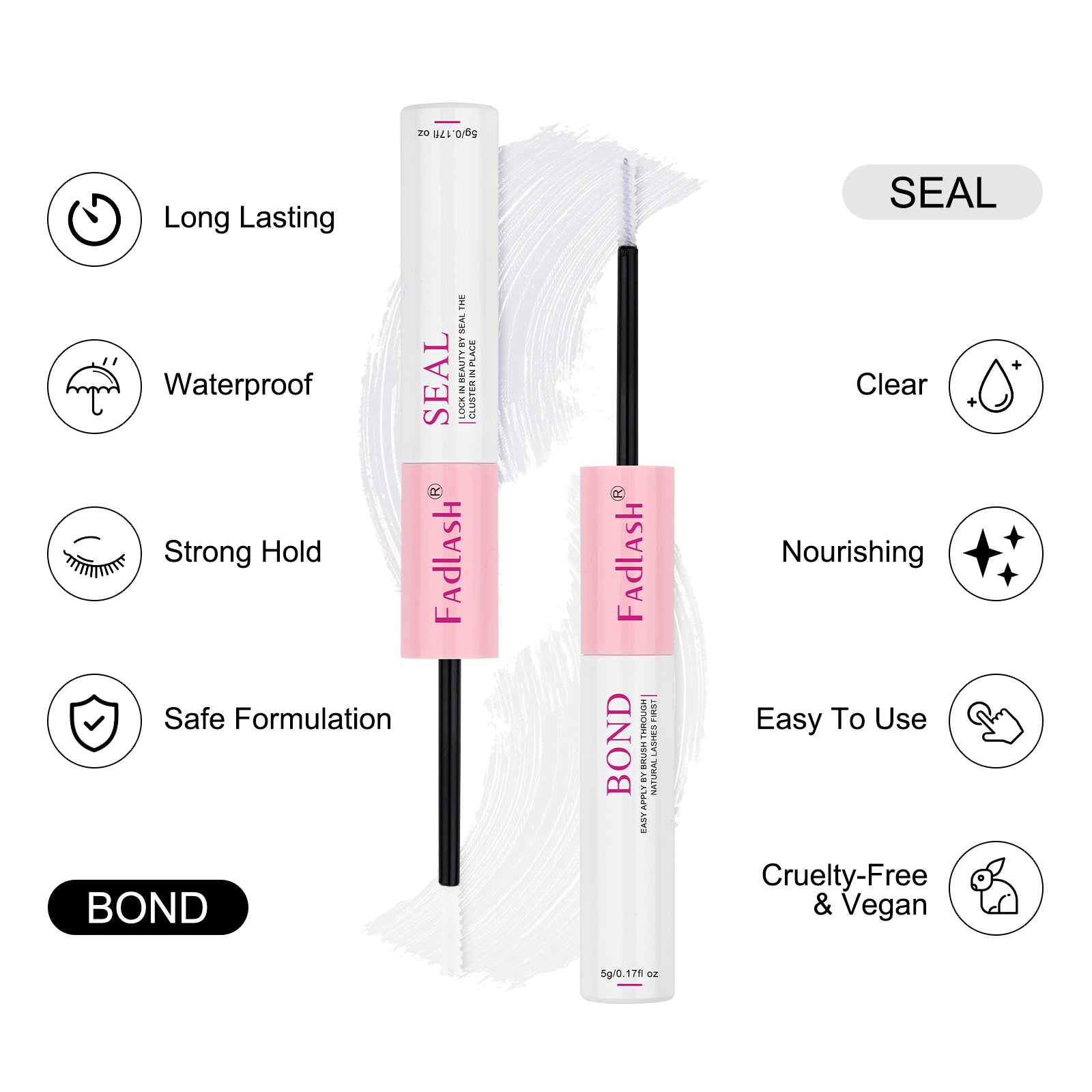 Black bond and Clear seal liquid texture for DIY lash extensions