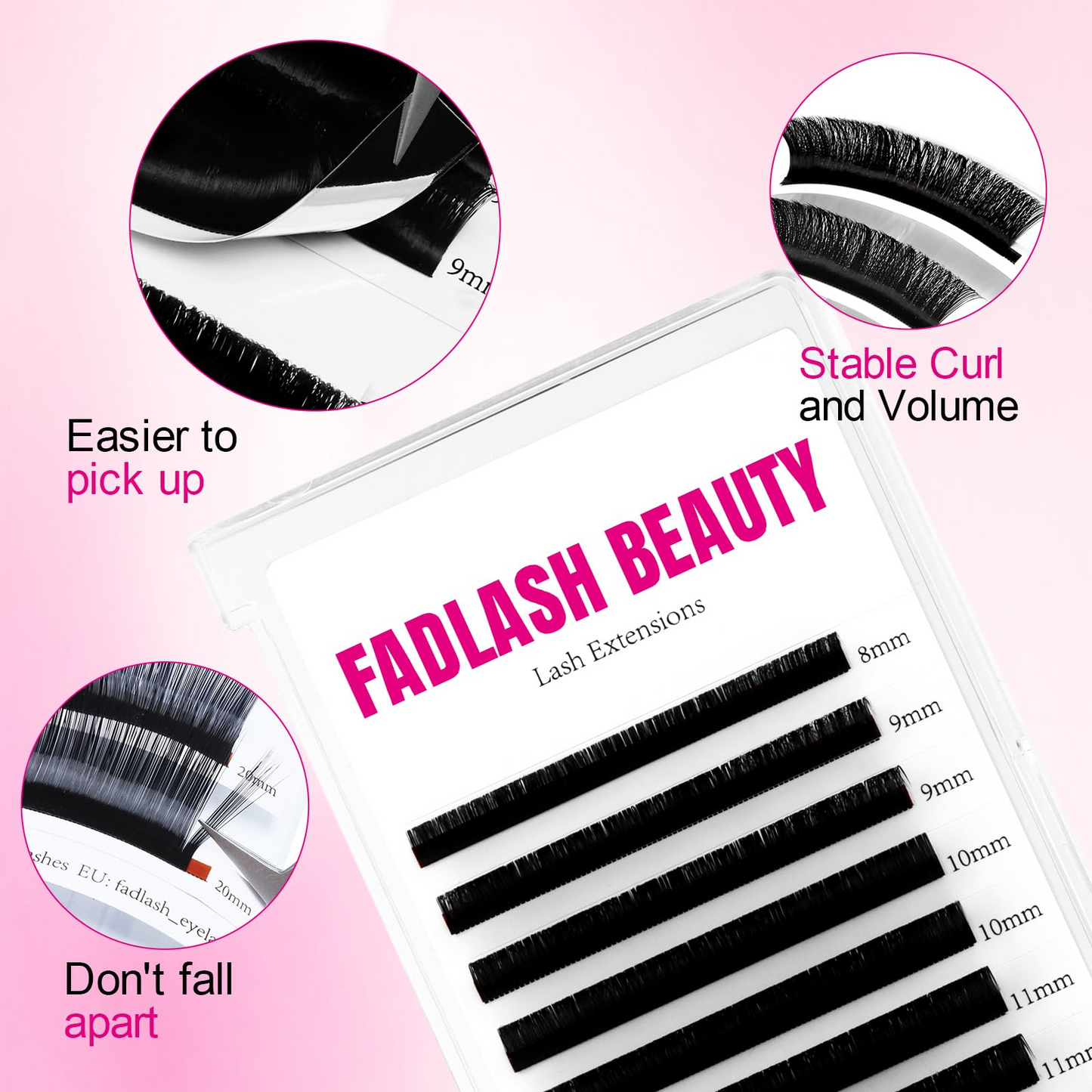 Classic Lash Extensions - Mixed Length Tray - Fadlash