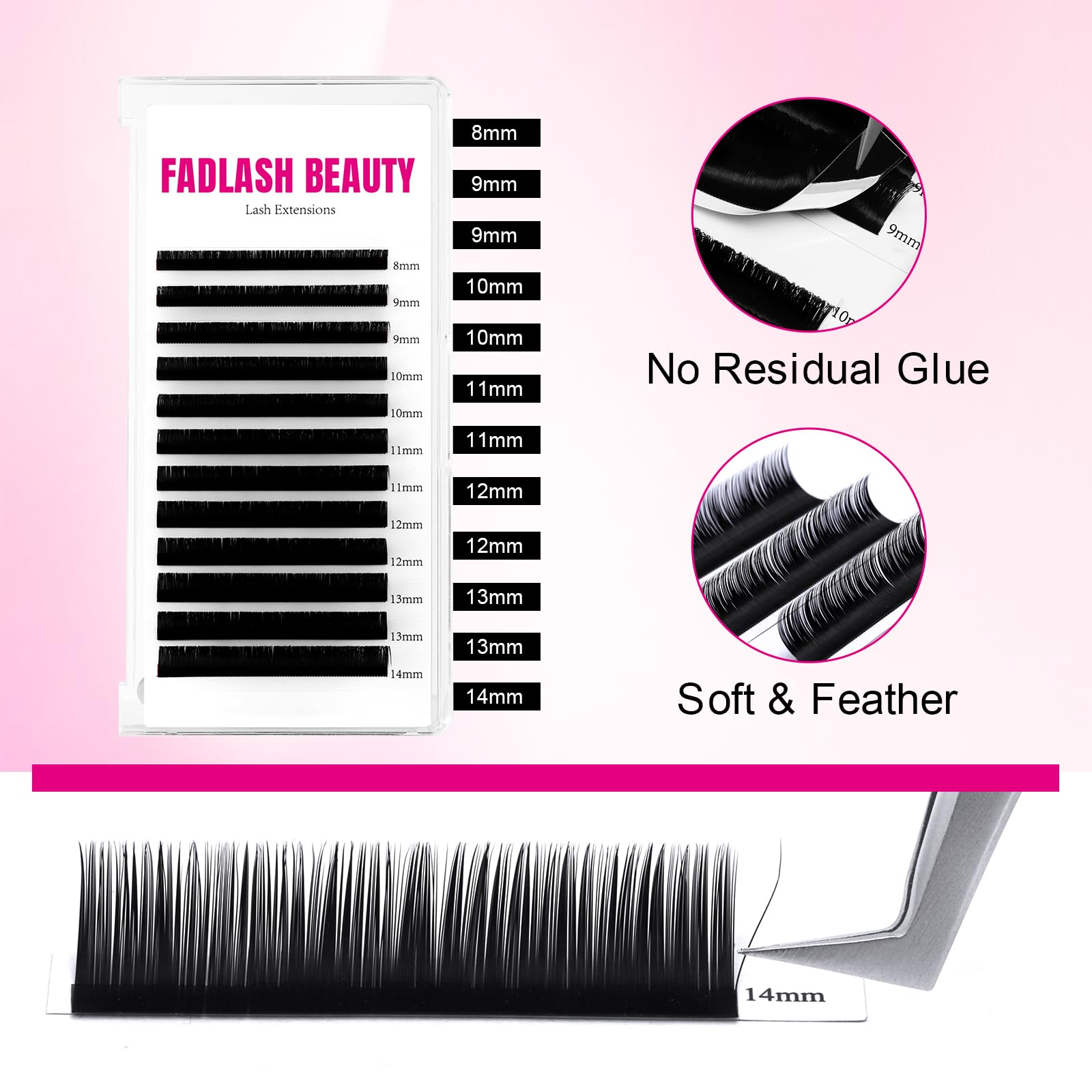 Classic Lash Extensions - Mixed Length Tray - Fadlash