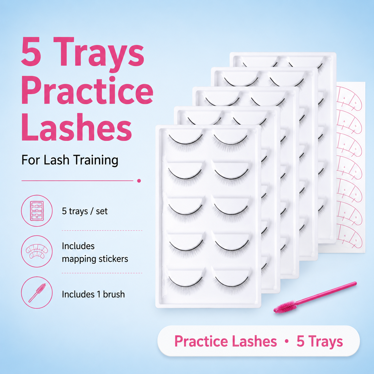 5 trays practice lashes set for lash training