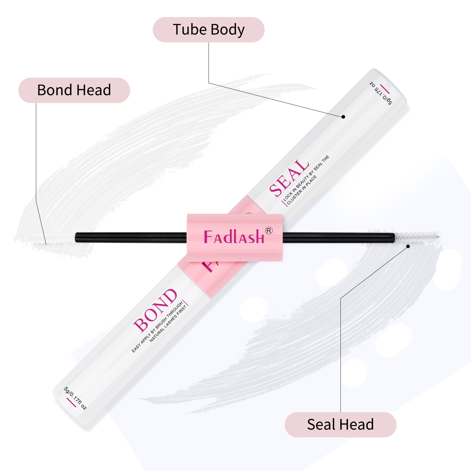 Spiral mini mascara brush head for easy lash bond application