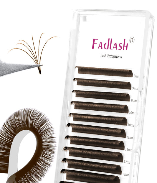 Brown eyelash extensions Easy Fan