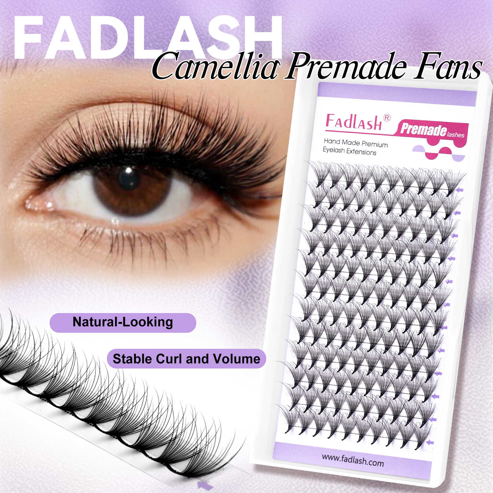 natural-looking effect of Fadlash Camellia Premade Fans