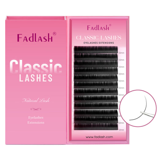 Fadlash Densely Packed Classic Lash Extensions in New Pink Tray - Natural and Soft.
