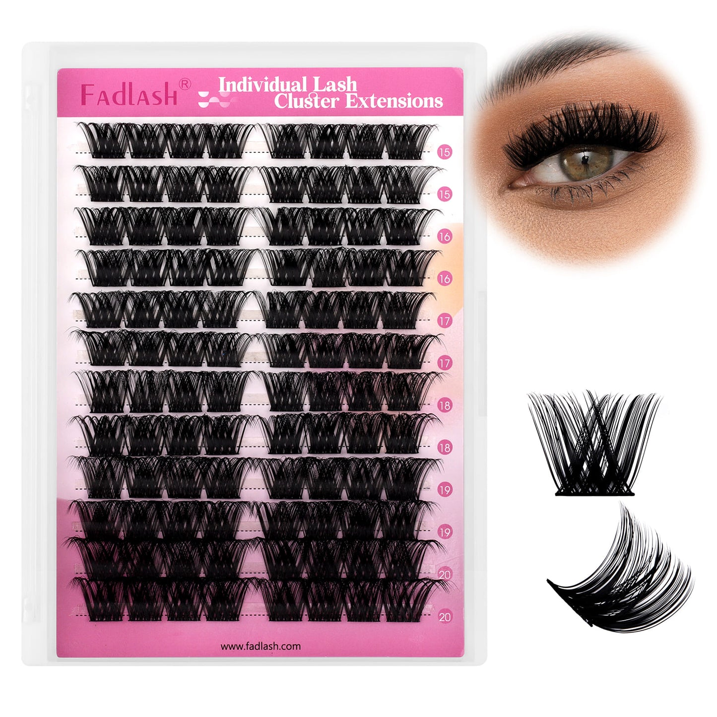 F2 D Curl segmented lash clusters mixed length tray