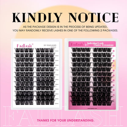 F2 D Curl lash clusters available in mix 8-16mm 10-16mm and 15-20mm