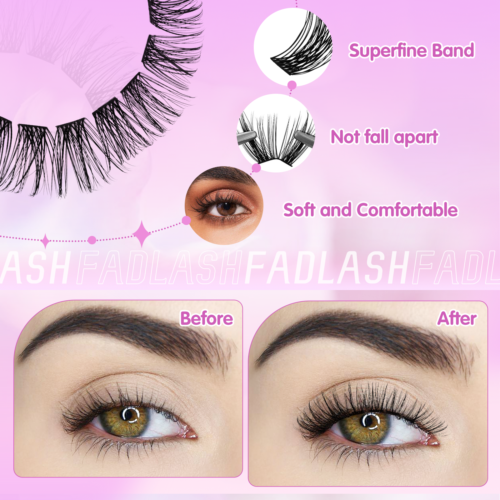 cat eye lashes clusters F3
