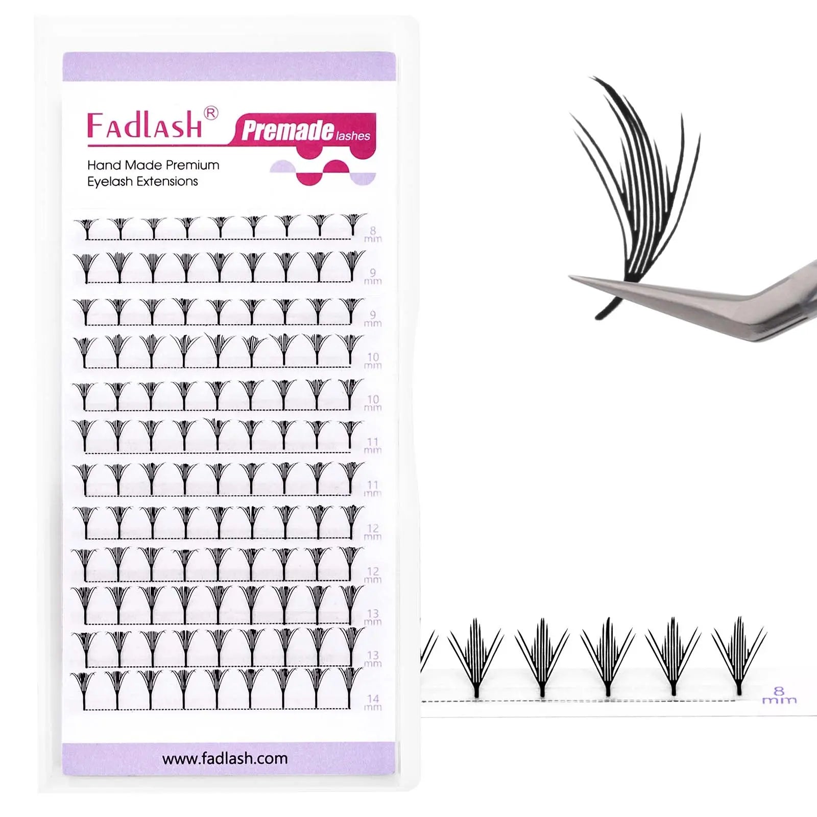 FADLASH Premade Spire Lashes Individual Clusters White Background