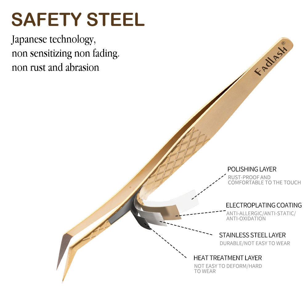 Gold Fiber Series/ Classic, Volume and Isolation Tweezers - Fadlash
