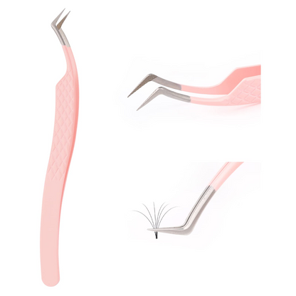 C-Shape Fiber Tip Tweezers for Eyelash Extensions – Ergonomic Curved Design - Fadlash