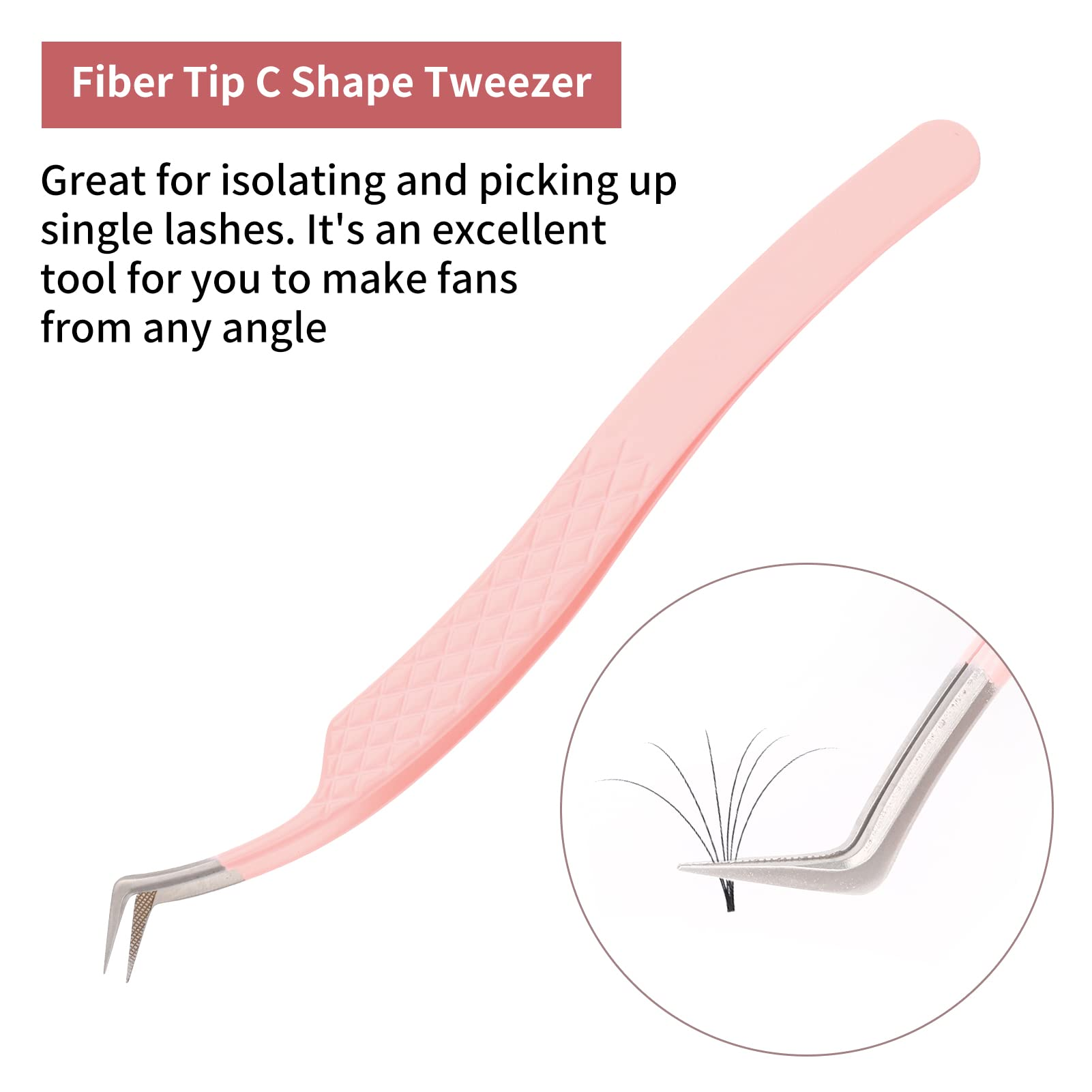 C-Shape Fiber Tip Tweezers for Eyelash Extensions – Ergonomic Curved Design - Fadlash