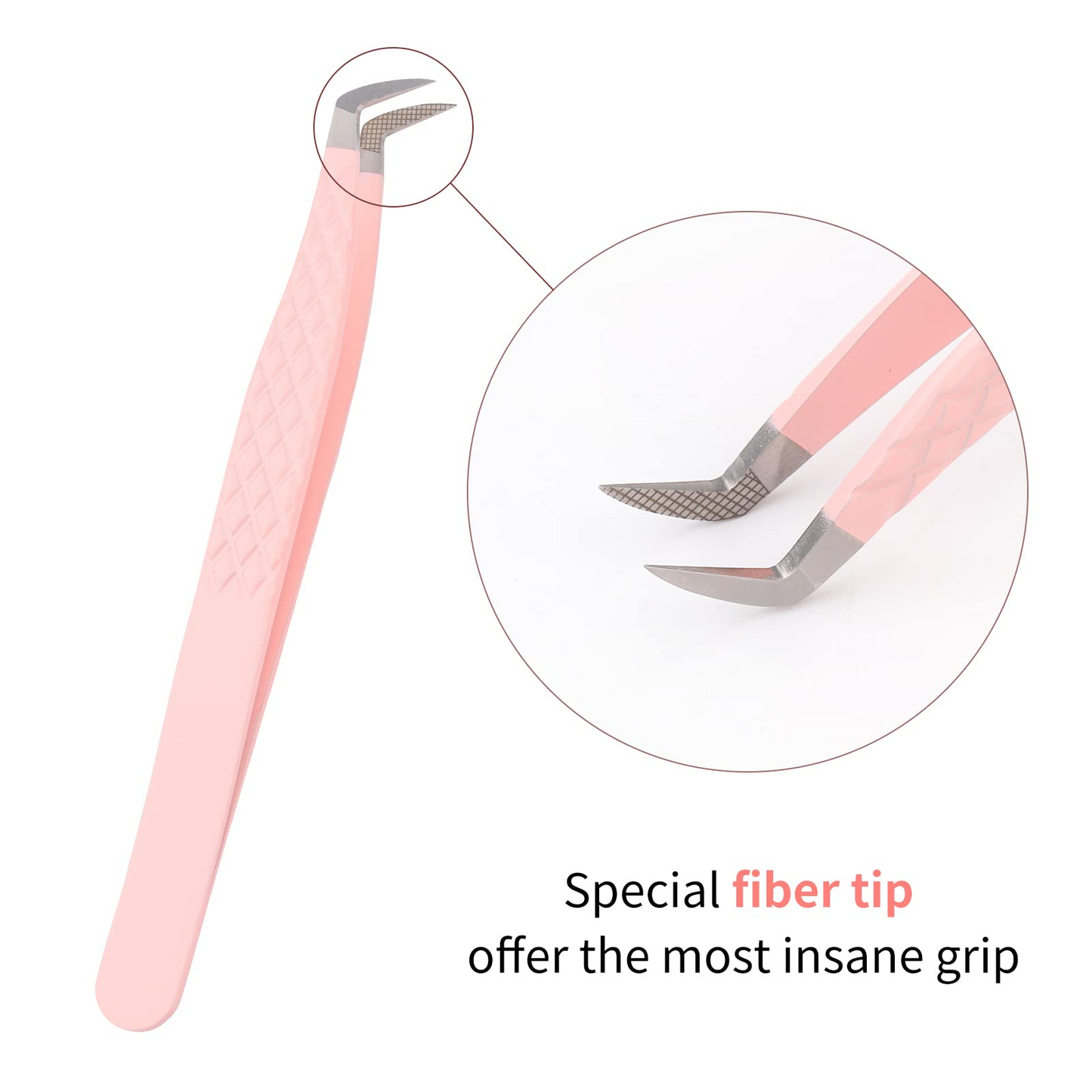 C-Shape Fiber Tip Tweezers for Eyelash Extensions – Ergonomic Curved Design - Fadlash