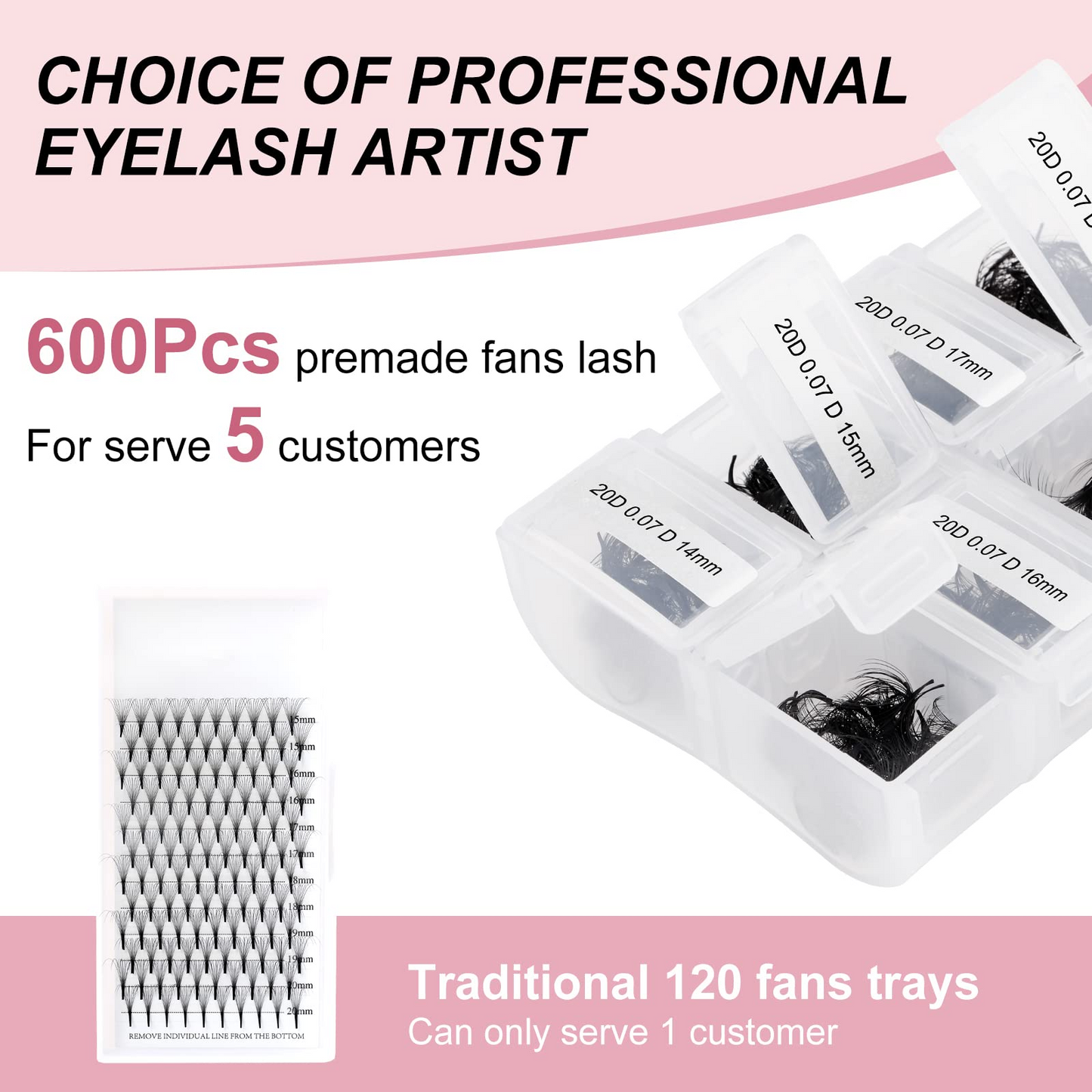 600 20D Premade Loose Fan Lashes for Mega Volume Eyelash Extensions