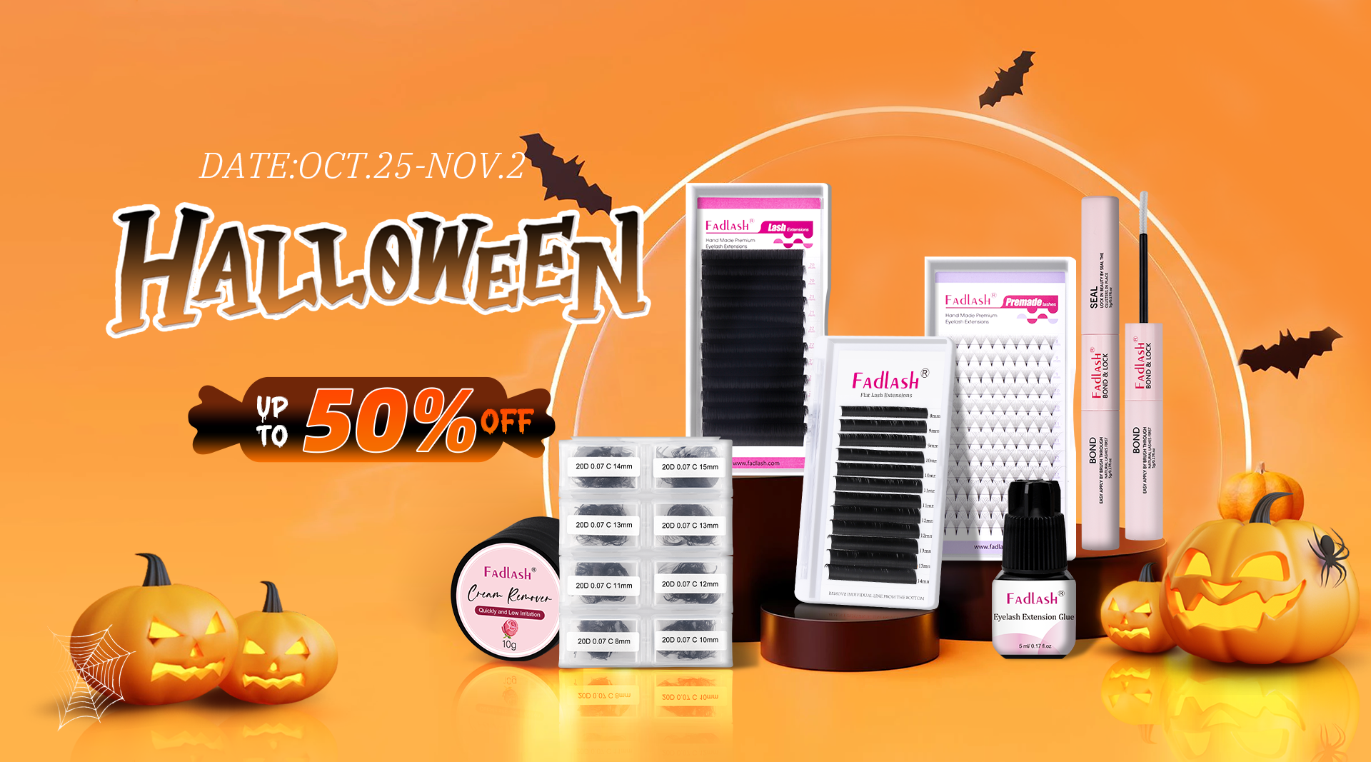 50% Halloween discount on eyelashes