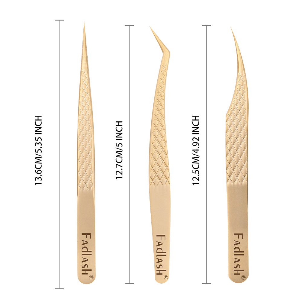 Gold Fiber Series/ Classic, Volume and Isolation Tweezers - Fadlash